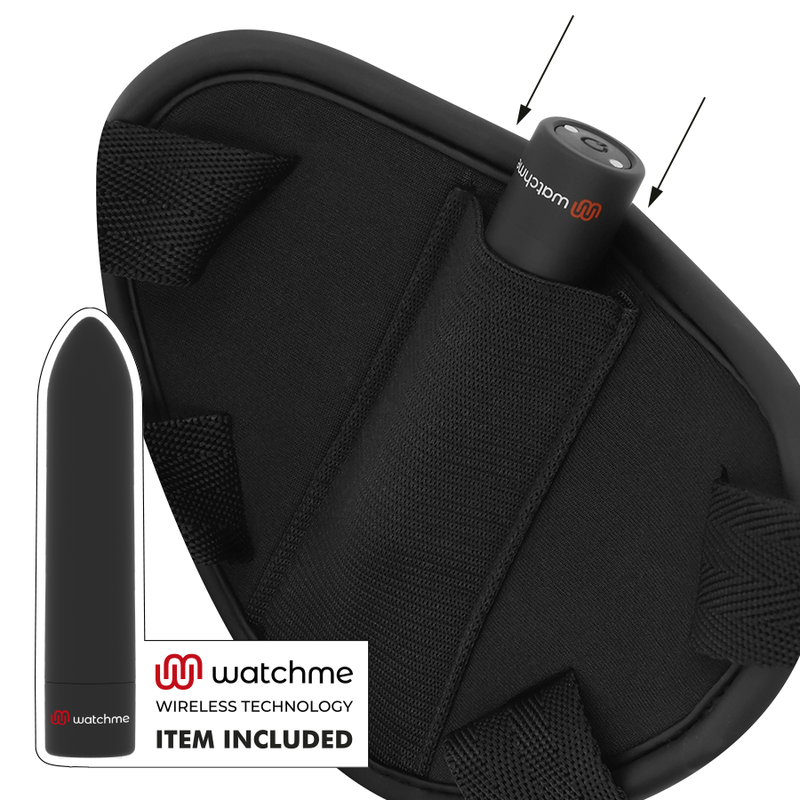 FETISCH DEVOT CYBER STRAP - HARNESS MIT DILDO UND BULLET-FERNBEDIENUNG WATCHME S TECHNOLOGIE