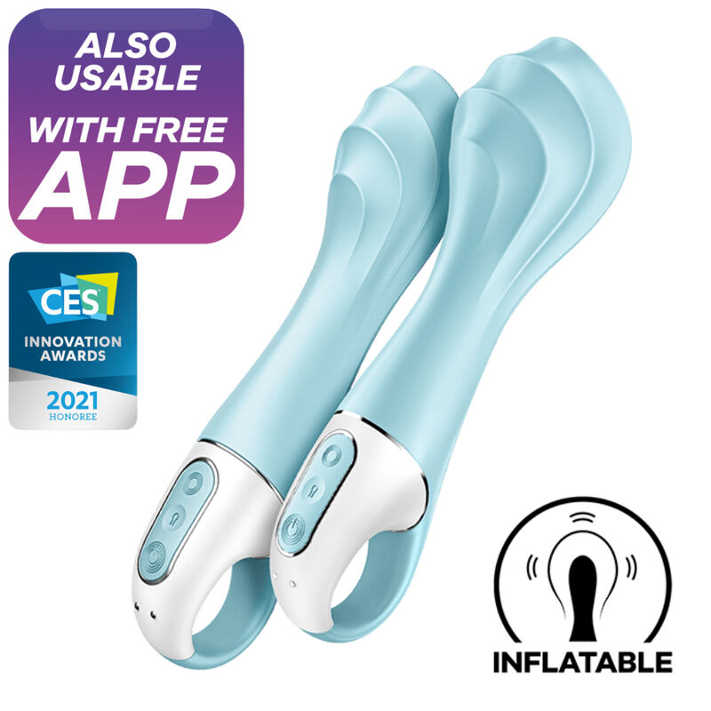 SATISFYER - AIR PUMP VIBRATOR 5+ AUFBLASBARER G-SPOT VIBRATOR APP BLAU