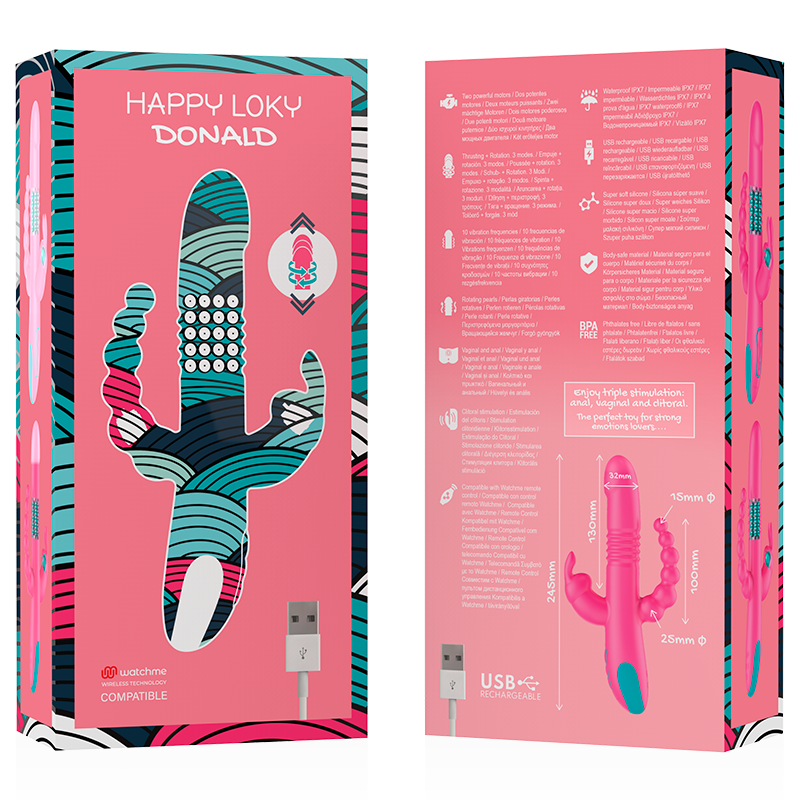 HAPPY LOKY – DONALD DREIFACHSTIMULATION: ANAL, G-PUNKT & KLITORAL. KOMPATIBEL MIT WATCHME WIRELESS-TECHNOLOGIE