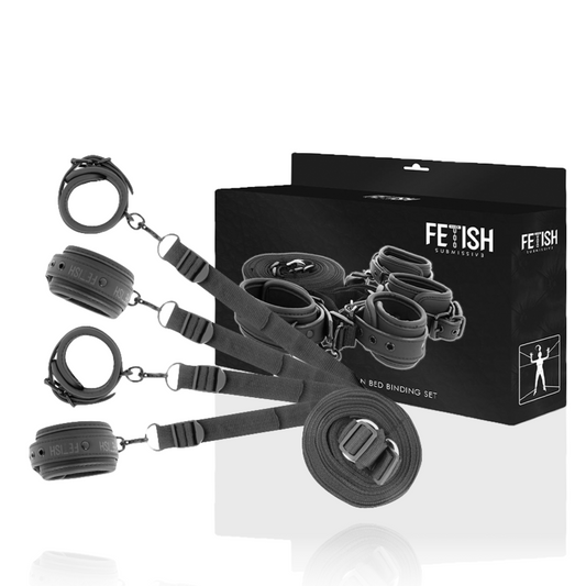 FETISCH DEVOT - SET AUS HANDSCHELLEN UND FESSELN MIT NOPRENFUTTER
