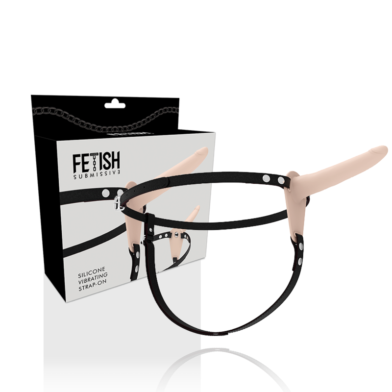 FETISCH DEVOT-HARNESS - HAUTFARBENES SILIKONVIBRATOR 15 CM