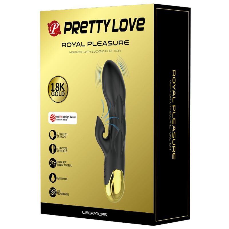PRETTY LOVE – SCHWARZER, WIEDERAUFLADBARER, VERGOLDETER LUXUSVIBRATOR