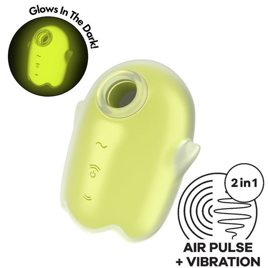 SATISFYER - LEUCHTENDER GHOST AIR PULSE & VIBRATOR GELB
