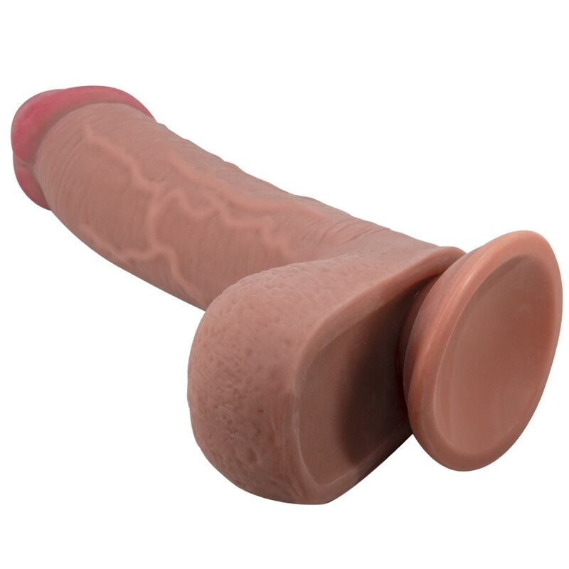 PRETTY LOVE - SLIDING SKIN SERIES REALISTISCHER DILDO MIT GLEITHAUT-SAUGNAPFER BRAUN 23,4 CM