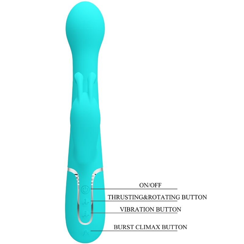 PRETTY LOVE - DEJON RABBIT VIBRATOR 3 IN 1 MULTIFUNKTION AQUA GRÜN