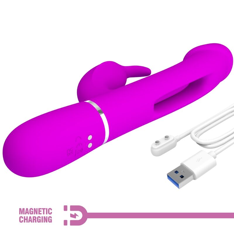 PRETTY LOVE - KAMPAS RABBIT 3 IN 1 MULTIFUNKTIONSVIBRATOR MIT ZUNGE FUCHSIA