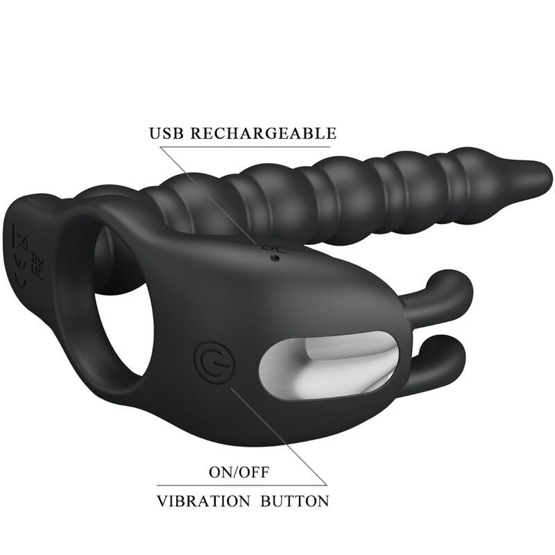 PRETTY LOVE - BLACKNEY PENISRING MIT SCHWARZEM VIBRATOR-PLUG