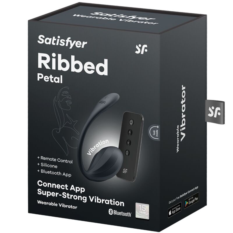 SATISFYER - GERIPPTER BLÜTENBLATT-G-PUNKT-STIMULATOR MIT FERNBEDIENUNG, SCHWARZ, KOSTENLOSE APP
