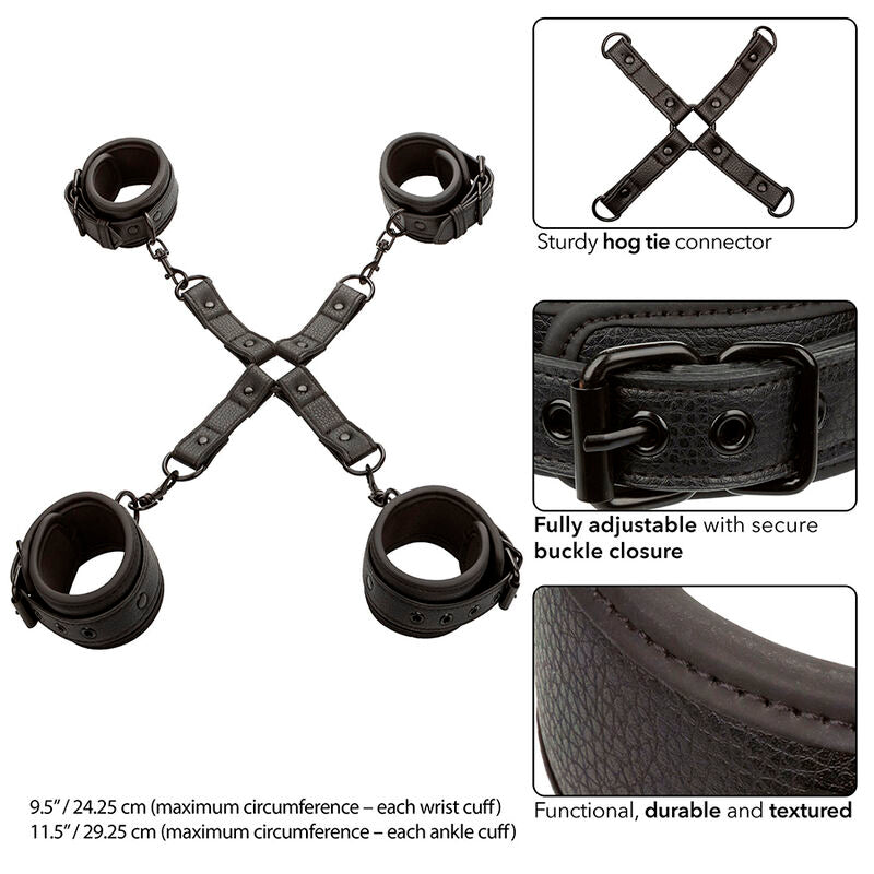 CALEXOTICS – NOCTURNAL HOG TIE CONNECTOR CUERO EINSTELLBAR SCHWARZ