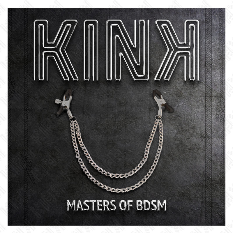 KINK - NIPPELKLAMMER MIT 2 DICKEN KETTEN SILBER 20/23 CM