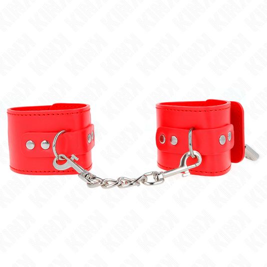 KINK - HANDGELENKFESSELN MIT VORHÄNGESCHLOSS-VERSCHLUSS ROT VERSTELLBAR 16-23 CM X 5,5 CM