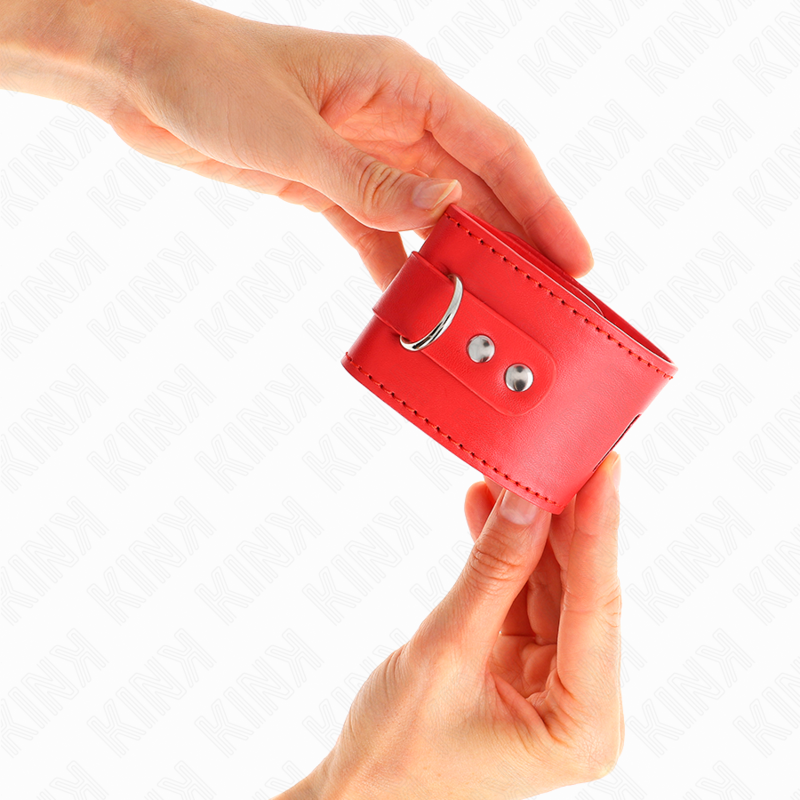 KINK - HANDGELENKFESSELN MIT VORHÄNGESCHLOSS-VERSCHLUSS ROT VERSTELLBAR 16-23 CM X 5,5 CM