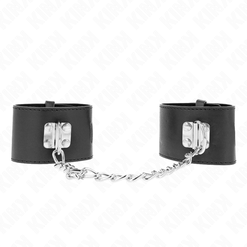 KINK - FIXE HANDGELENKFESSELN MIT KETTE 30 CM UND VORHÄNGESCHLOSSVERSCHLUSS SCHWARZ VERSTELLBAR 16-23 CM X 5,5 CM