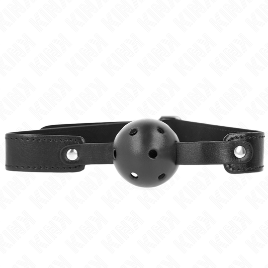 KINK - SCHWARZER ATMUNGSAKTIVER BALL 4,5 CM KNEBEL 65 x 2,5 CM