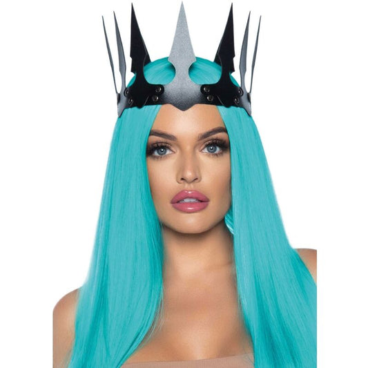 LEG AVENUE - MALEFICENT-KRONE AUS KUNSTLEDER MIT NIETEN SCHWARZ