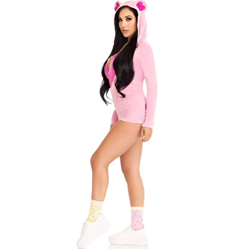 LEG AVENUE - TEDDYBÄR-SAMT-Bodysuit ROSA M