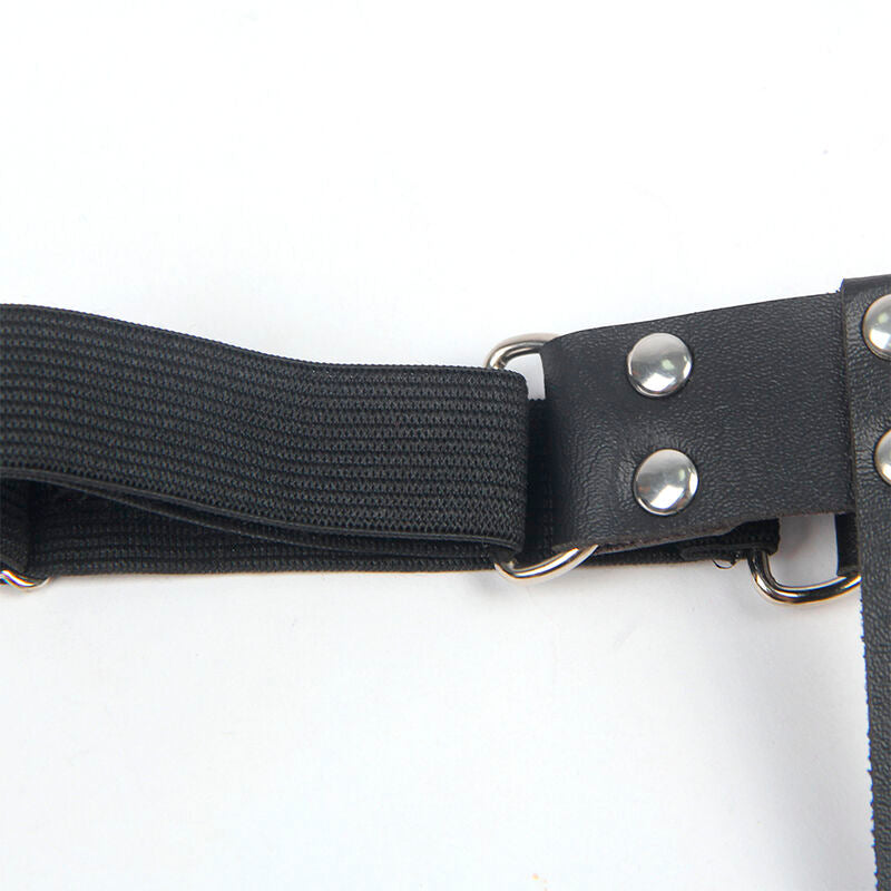 SUBBLIME - 953744 VERSTELLBARES PUNK-STRUMPFHALTER AUS LEDER SCHWARZ EINE GRÖSSE