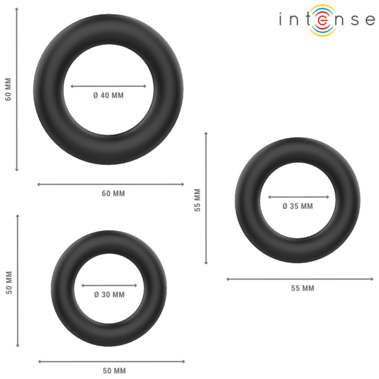 INTENSE - HUGH 3 BASIC SILIKON-PENISRINGE SCHWARZ