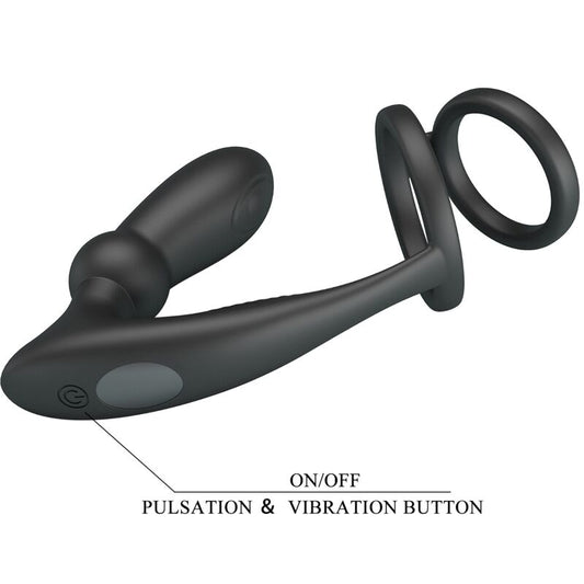 PRETTY LOVE - EMONI PENISRING + ANALPLUG 12 VIBRATIONEN SCHWARZ