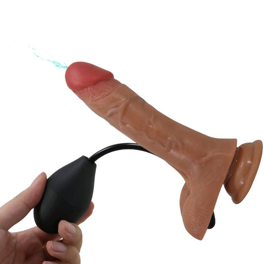 PRETTY LOVE - UNIVERSAL HARNESS SLIP MIT VIBRIERENDEM UND SQUIRTING DILDO 15,5 CM MULATO