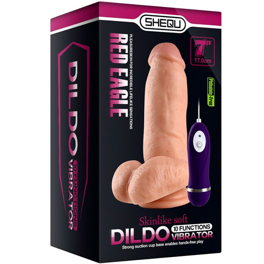 SHEQU - RED EAGLE VIBRATORDILDO MIT FERNBEDIENUNG 17 CM
