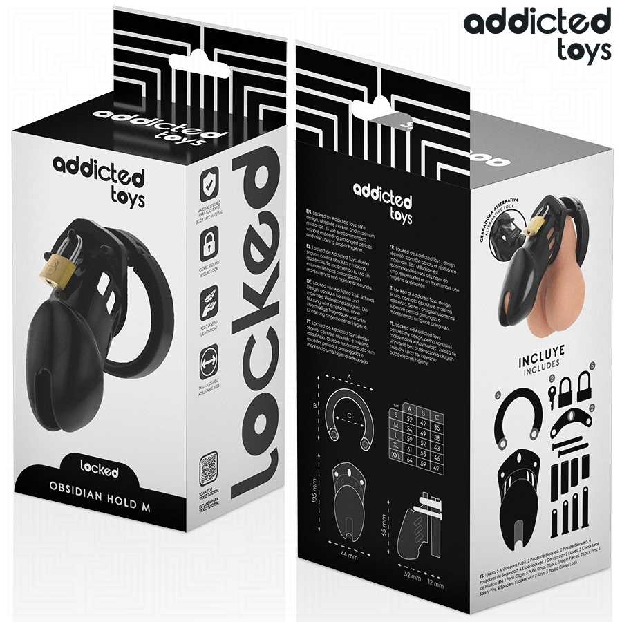 ADDICTED TOYS LOCKED - OBSIDIAN HOLD PENISKÄFIG GRÖSSE M