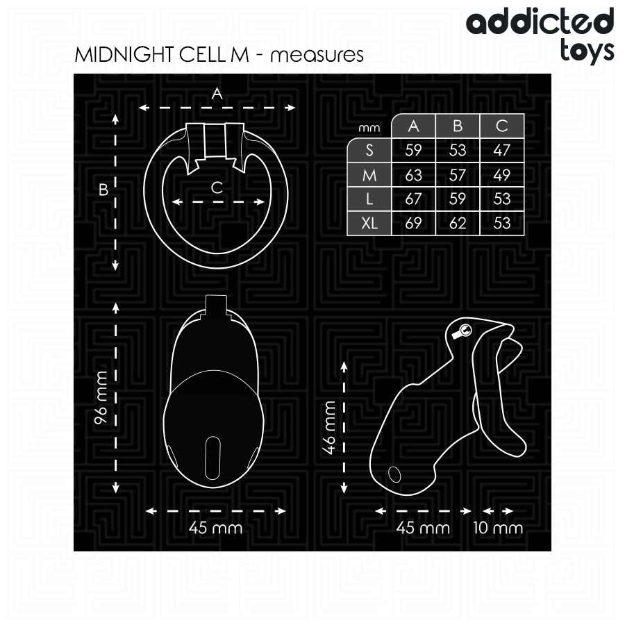 ADDICTED TOYS LOCKED - MINDNIGHT CELL PENISKÄFIG 4,2 CM GRÖSSE M