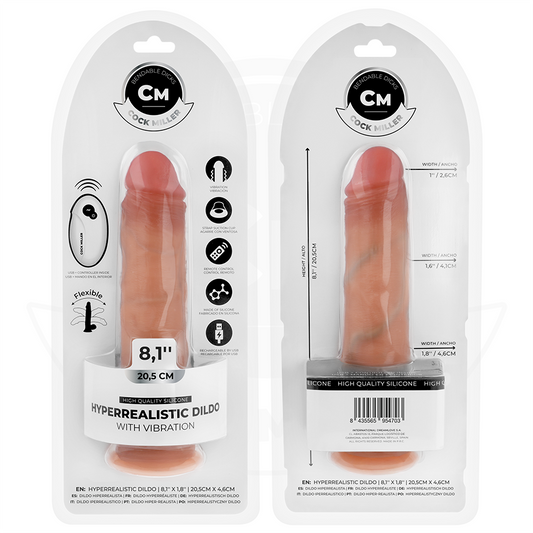 COCK MILLER - REALISTISCHER DILDO MIT SAUGNÄPFEN UND FERNBEDIENUNG UND VIBRATION 20,5 CM