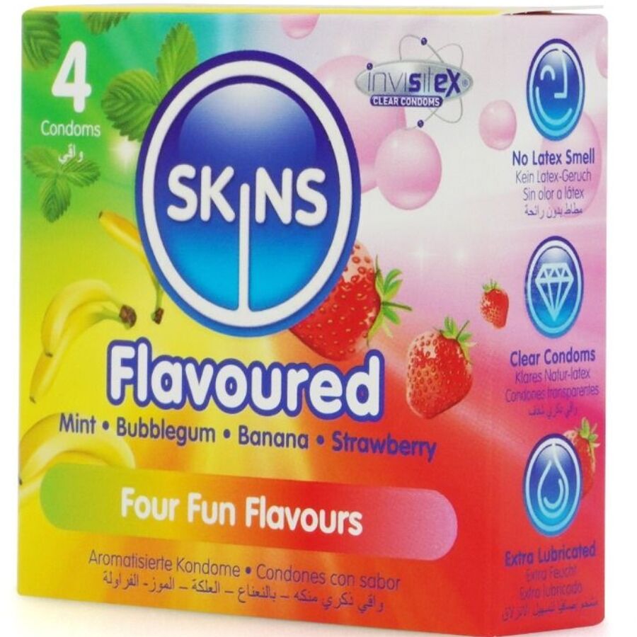 SKINS - PREMIUM-KONDOME MIT VERSCHIEDENEN AROMEN, 4ER-PACK