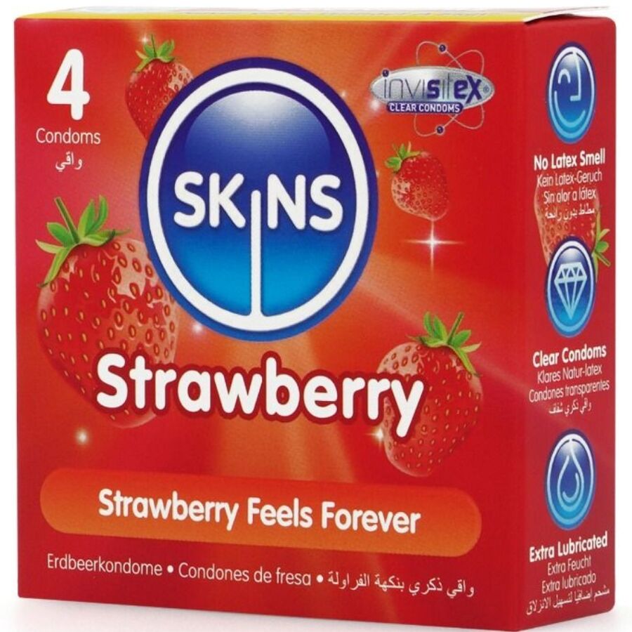 SKINS - ERDBEERE PREMIUM KONDOME PACKUNG 4