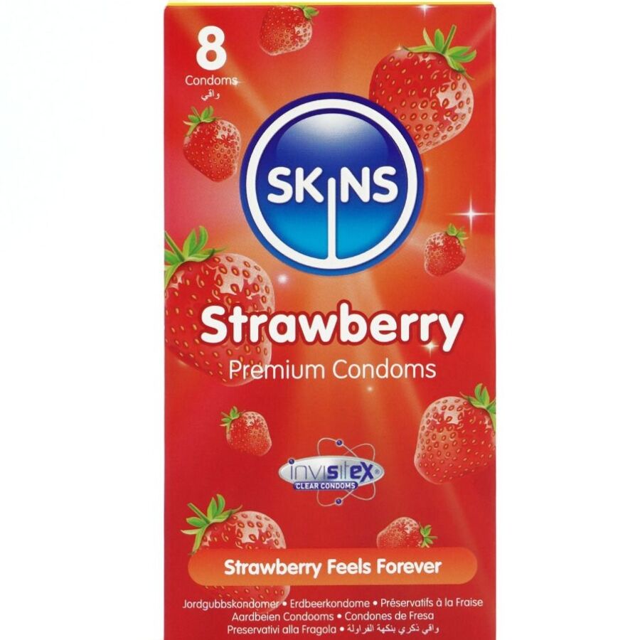SKINS - ERDBEERE PREMIUM KONDOME PACKUNG 8
