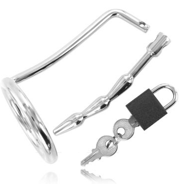 METALL HART - HODENRING MIT HARNRÖHREN-KEUSCHHEITSPLUG
