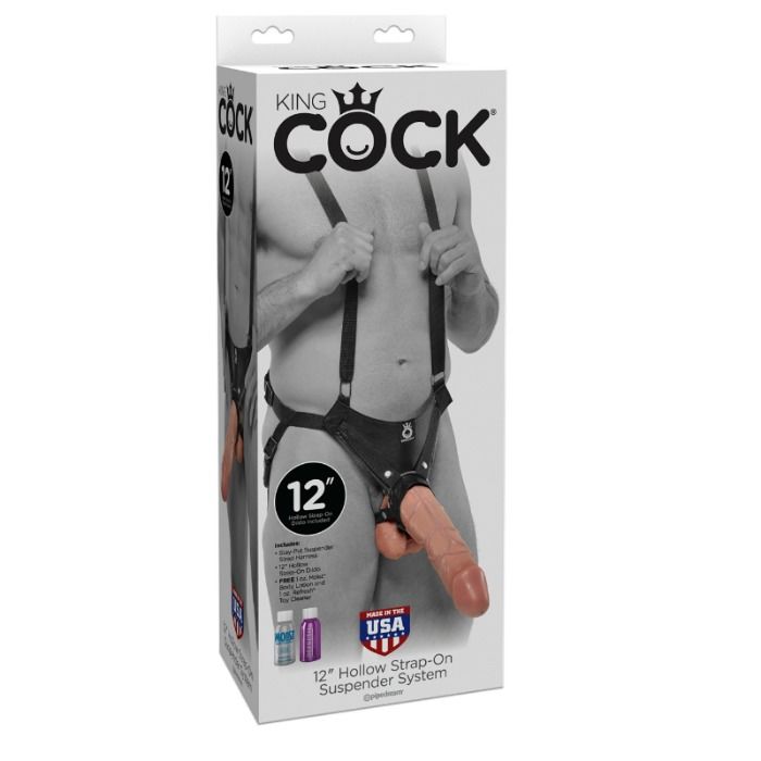 KING COCK - 30,5 CM HOHL-STRAP-ON-SUSPENDER-SYSTEM - HAUTFARBE