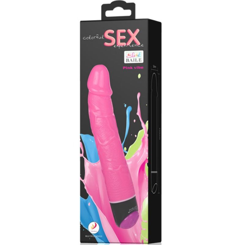 BAILE - COLORFUL SEX REALISTIC VIBRATOR PINK 23 CM