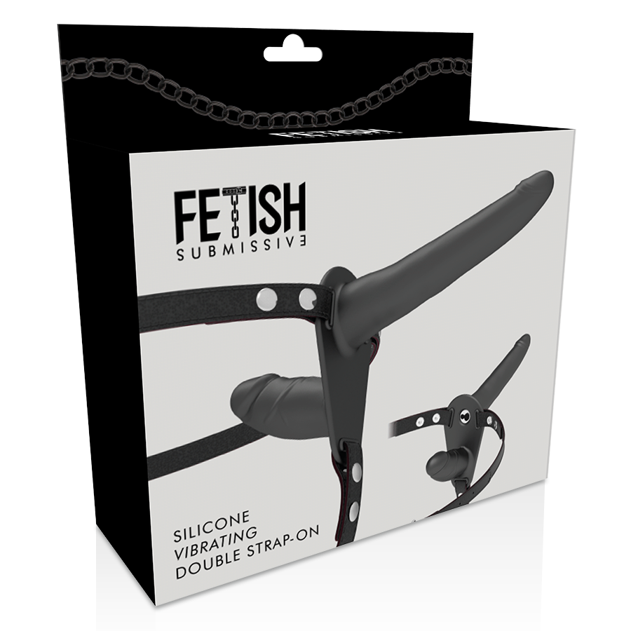 FETISCH-UNTERWÜRFIGER HARNESS - DOPPELPENETRATION SCHWARZER VIBRATOR