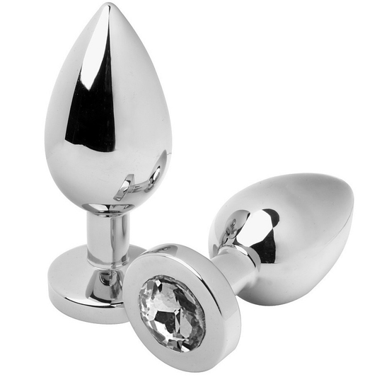 METALL HART - ANAL PLUG DIAMANT TRANSPARENT MITTEL 7,62 CM