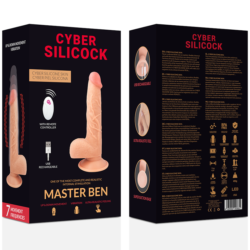 CYBER SILICOCK - FERNBEDIENUNG REALISTISCHER MASTER BEN 23,88 CM -O- 4,3 CM