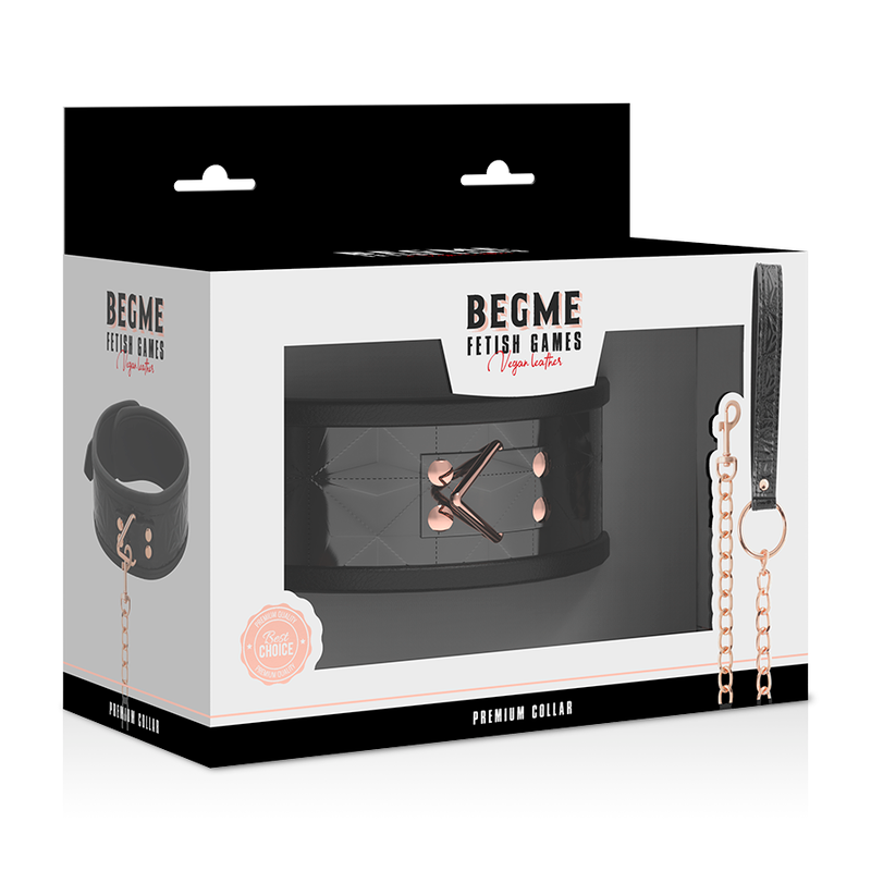 BEGME - BLACK EDITION PREMIUM HALSBAND AUS VEGANEM LEDER MIT NEOPRENFUTTER