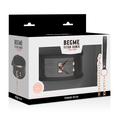 BEGME - BLACK EDITION PREMIUM HALSBAND AUS VEGANEM LEDER MIT NEOPRENFUTTER