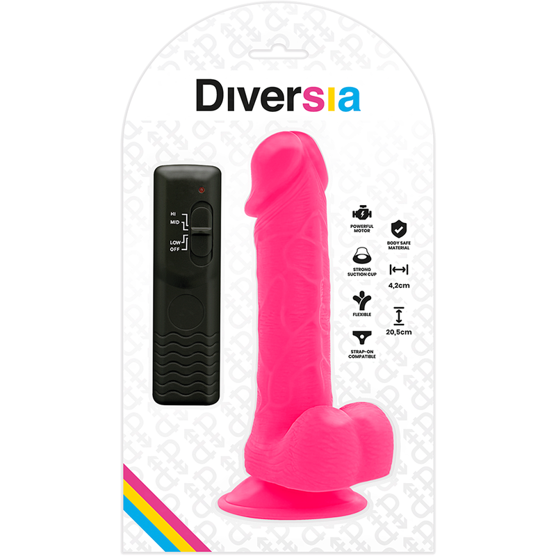 DIVERSIA - FLEXIBLER VIBRIERENDER DILDO ROSA 20,5 CM -O- 4,2 CM