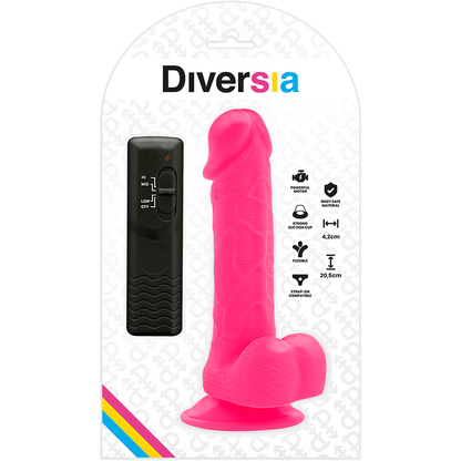 DIVERSIA - FLEXIBLER VIBRIERENDER DILDO ROSA 20,5 CM -O- 4,2 CM