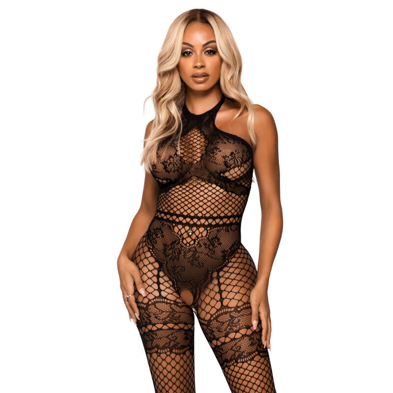 LEG AVENUE - NETZHALTER-BODYSTOCKING EINHEITSGRÖSSE - SCHWARZ