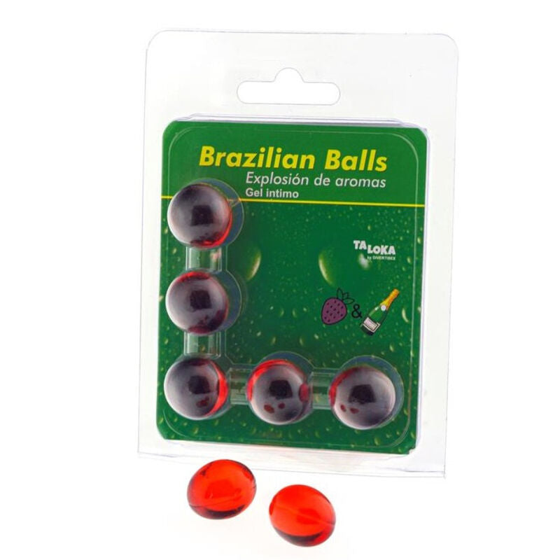 TALOKA - 5 BRASILIANISCHE KUGELN ERDBEEREN &amp; CHAMPAGNER INTIMGEL