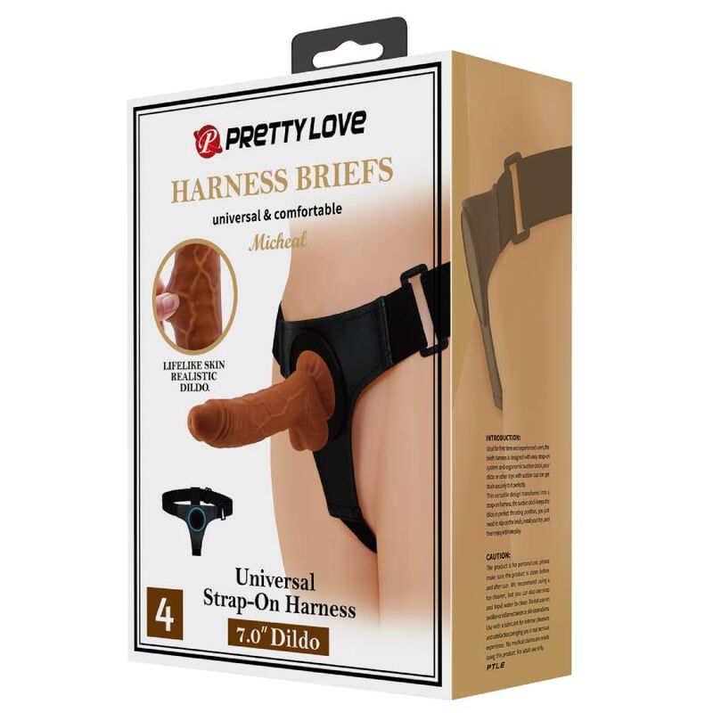 PRETTY LOVE - HARNESS SLIP UNIVERSAL HARNESS MIT DILDO MICHEAL 20 CM SCHWARZ