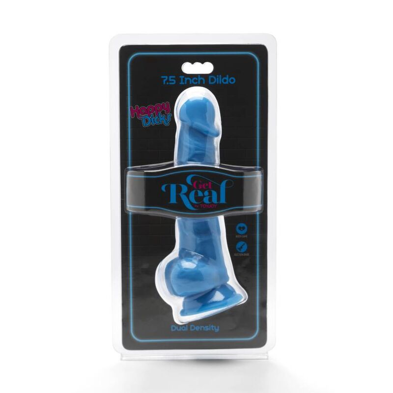 GET REAL - HAPPY DICKS 19 CM MIT EIERN BLAU