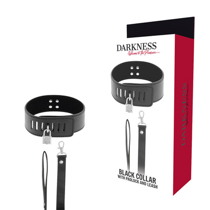 DARKNESS - BDSM HALSBAND MIT SCHWARZEM SCHLOSS