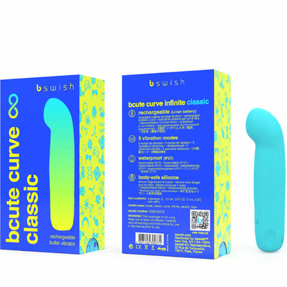 B SWISH - BCUTE CURVE INFINITE CLASSIC WIEDERAUFLADBARER VIBRATOR BLAUES SILIKON