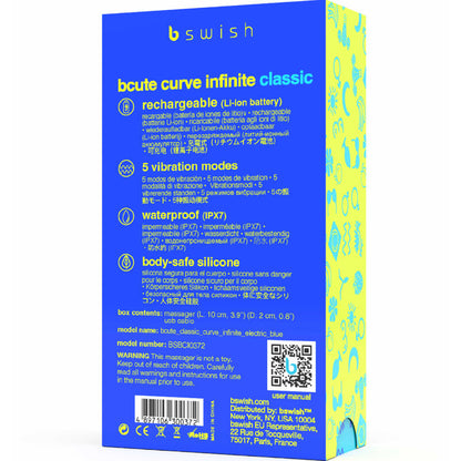 B SWISH - BCUTE CURVE INFINITE CLASSIC WIEDERAUFLADBARER VIBRATOR BLAUES SILIKON