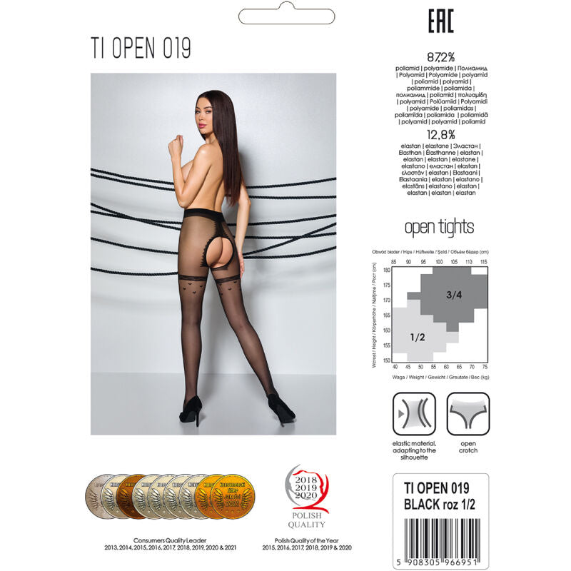 PASSION - TIOPEN 019 SCHWARZE STRUMPFHOSEN 1/2 20 DEN