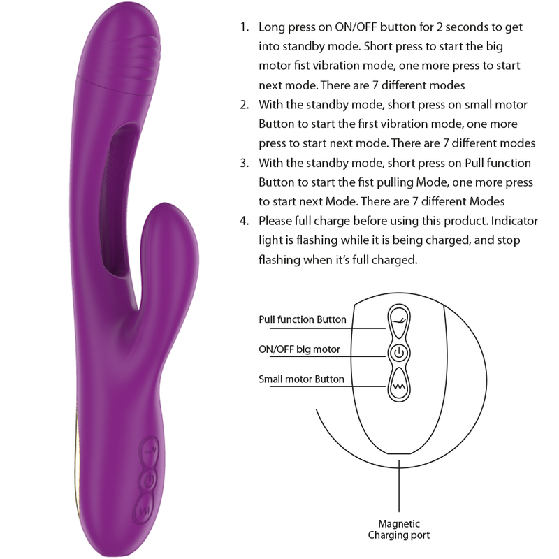 INTENSE - APOLO WIEDERAUFLADBARER MULTIFUNKTIONSVIBRATOR 7 VIBRATIONEN MIT SCHWINGBEWEGUNG LILA